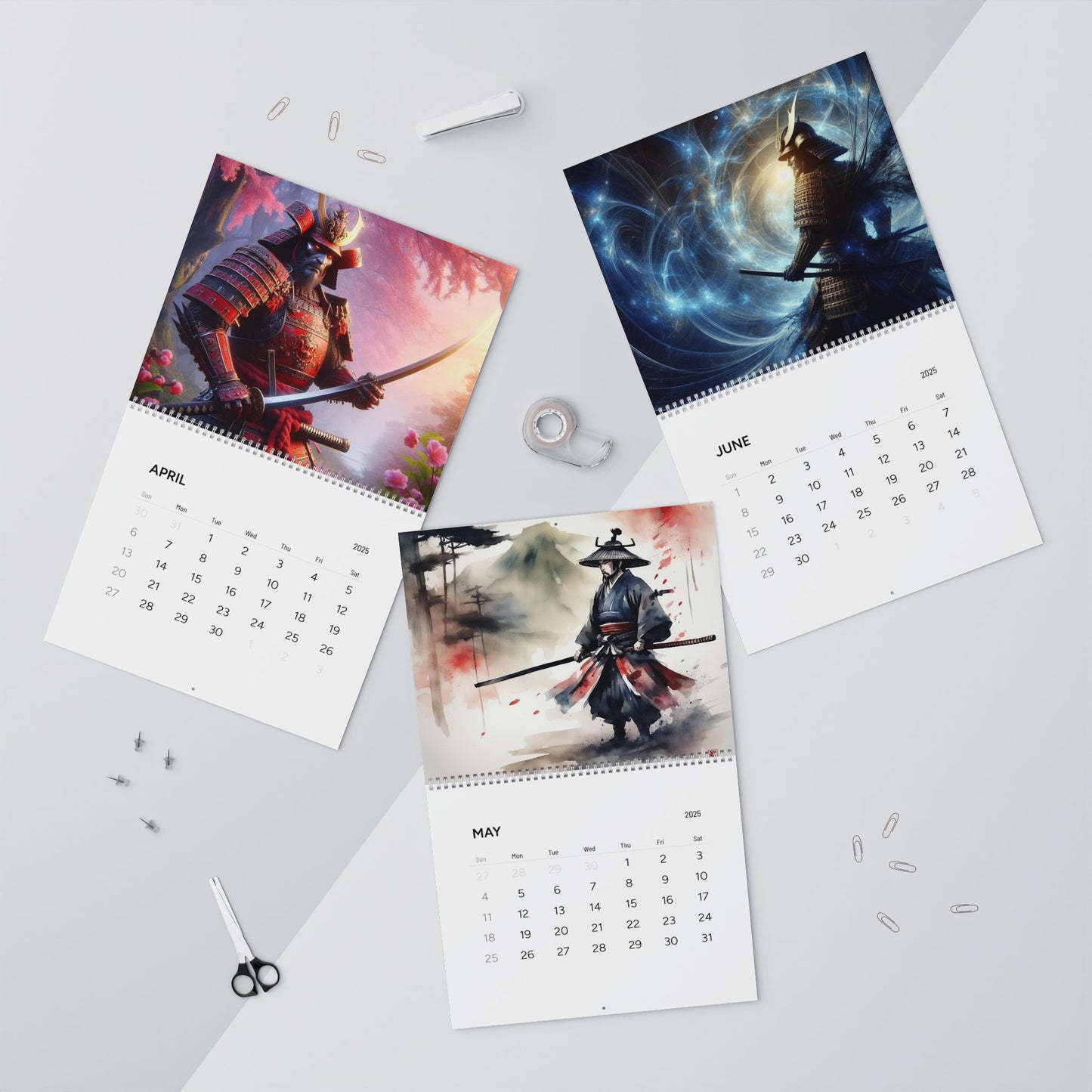 Samurai Calendar (AI creations) / Wall Calendars (2025)