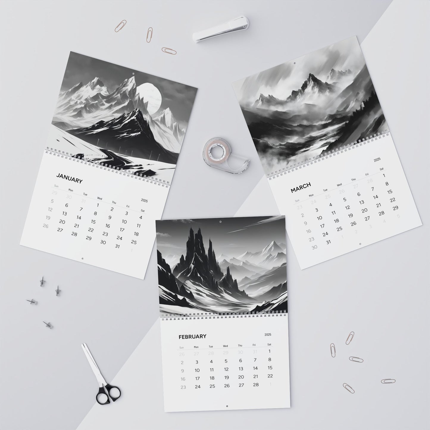 (AI PAINTINGS) Mountains Calendar 2025 / Wall Calendars (2025)