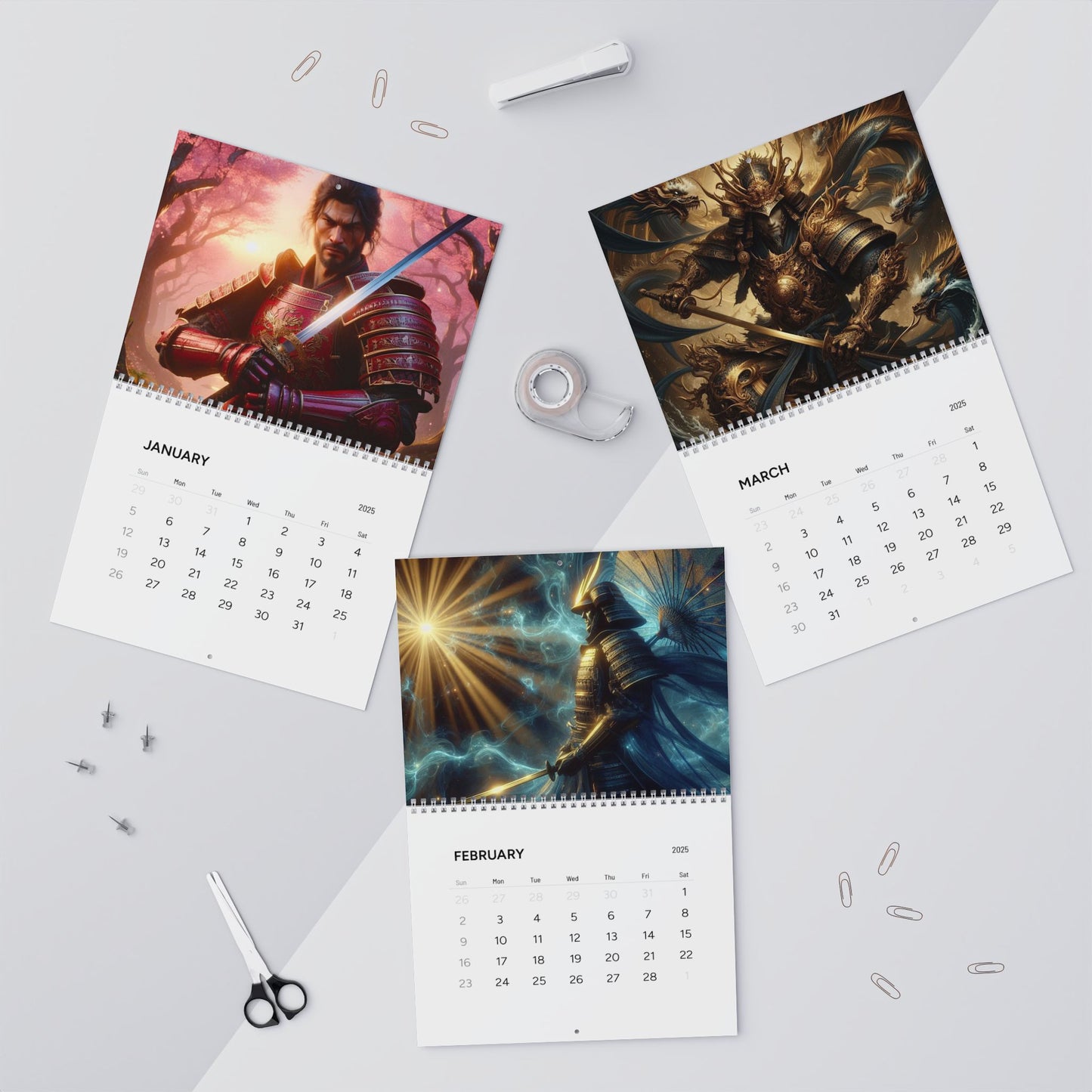 Samurai Calendar (AI creations) / Wall Calendars (2025)