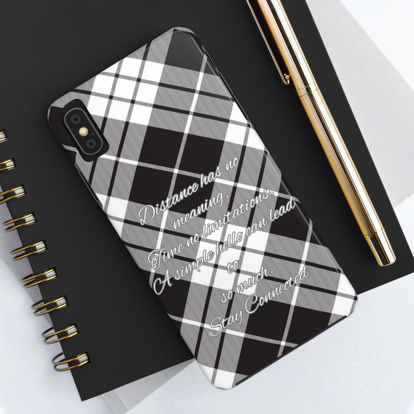 Black checkered plaid / Tough Phone Cases