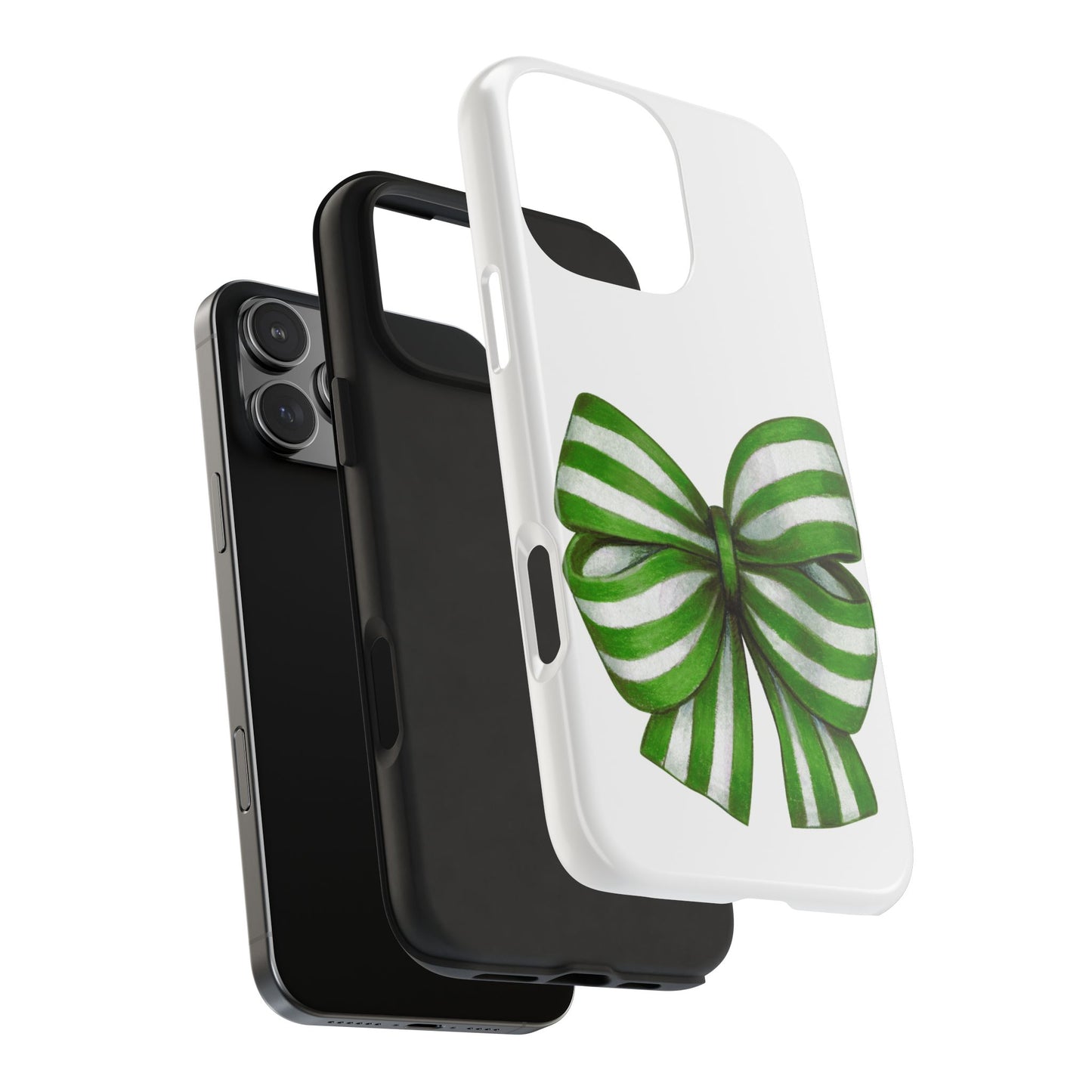 Green striped bow / Tough Phone Cases