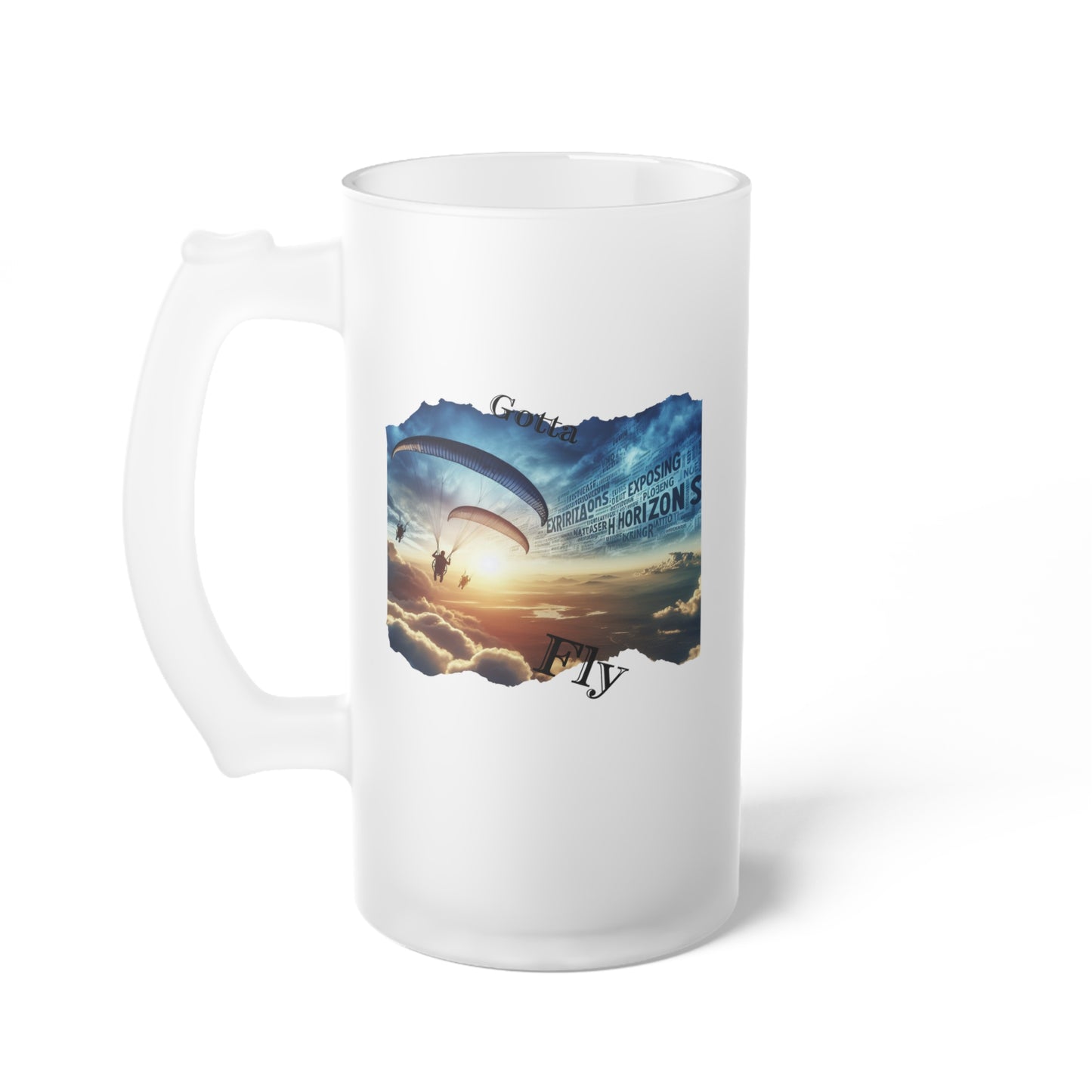 Gotta Fly / Paramotor / Frosted Glass Beer Mug 16 oz