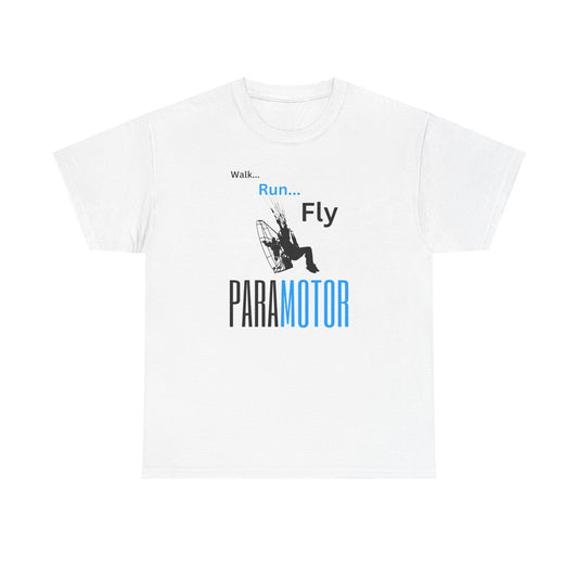 Walk, Run, Fly, Paramotor Unisex Heavy Cotton Tee