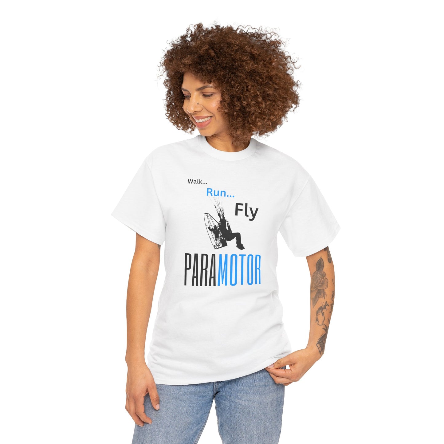 Walk, Run, Fly, Paramotor Unisex Heavy Cotton Tee