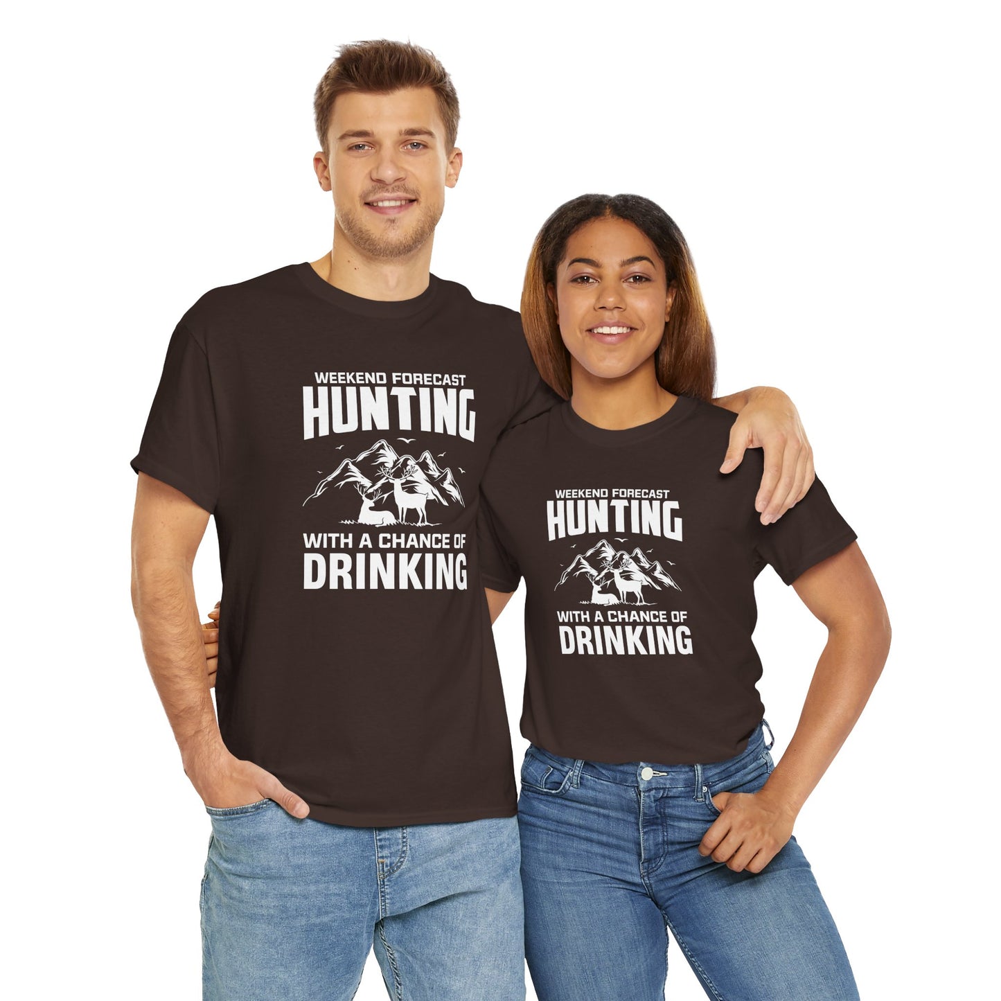 Hunting with a chance of Drinking Unisex Heavy Cotton Tee