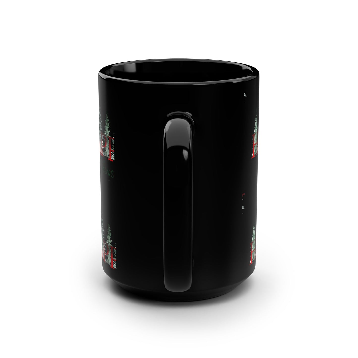 Happy Holidays / Black Mug, 15oz
