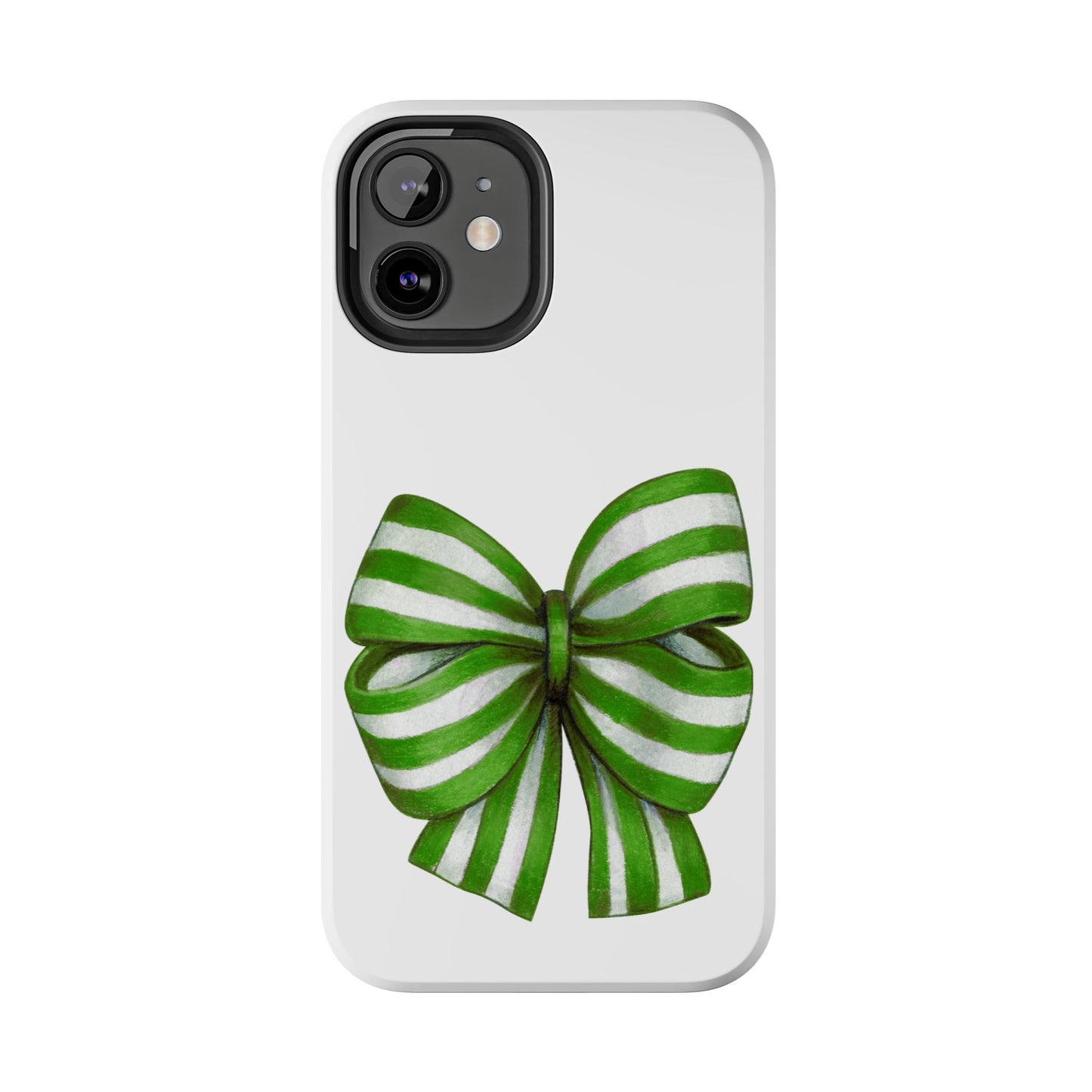 Green striped bow / Tough Phone Cases