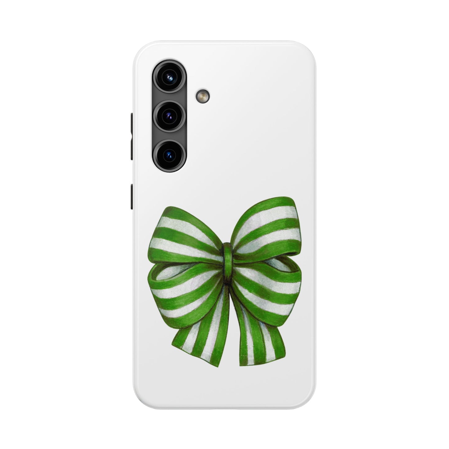 Green striped bow / Tough Phone Cases