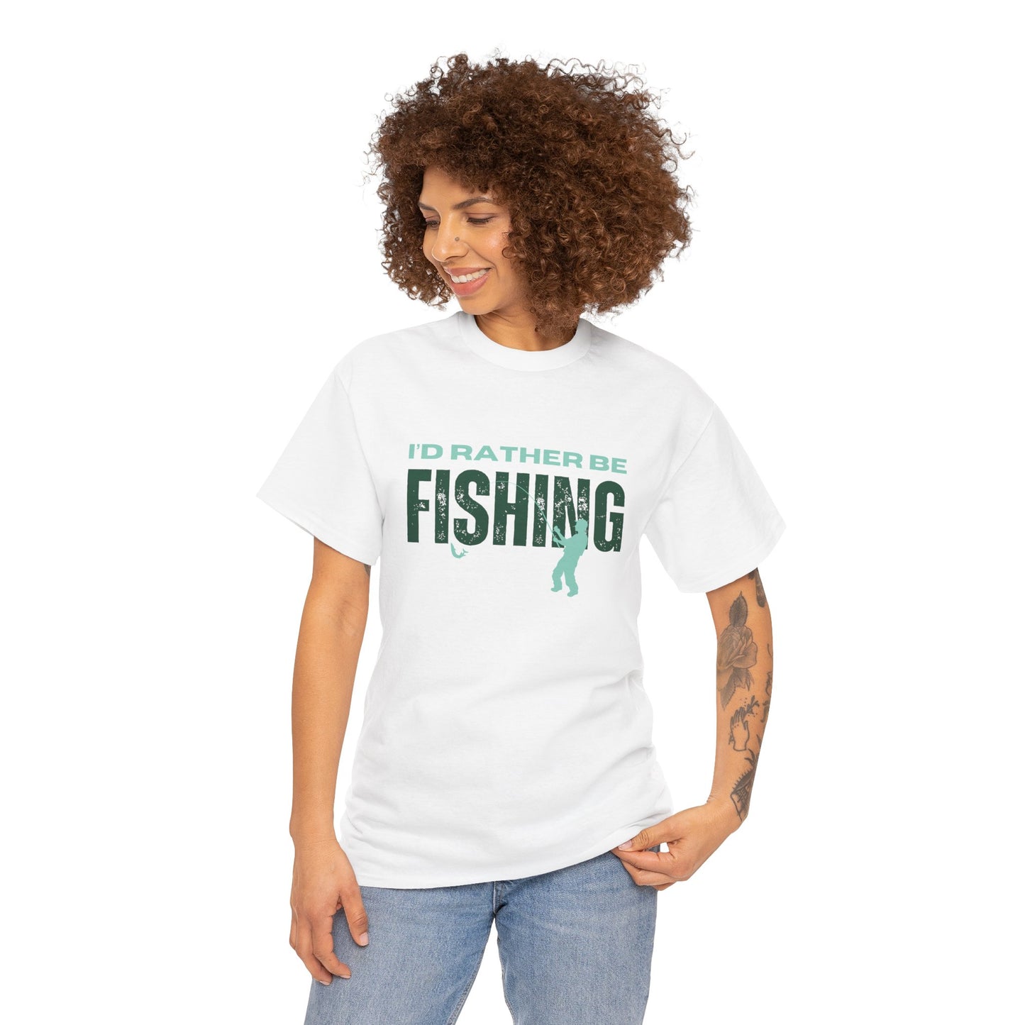 I'd Rather Be Fishing Unisex Heavy Cotton Tee