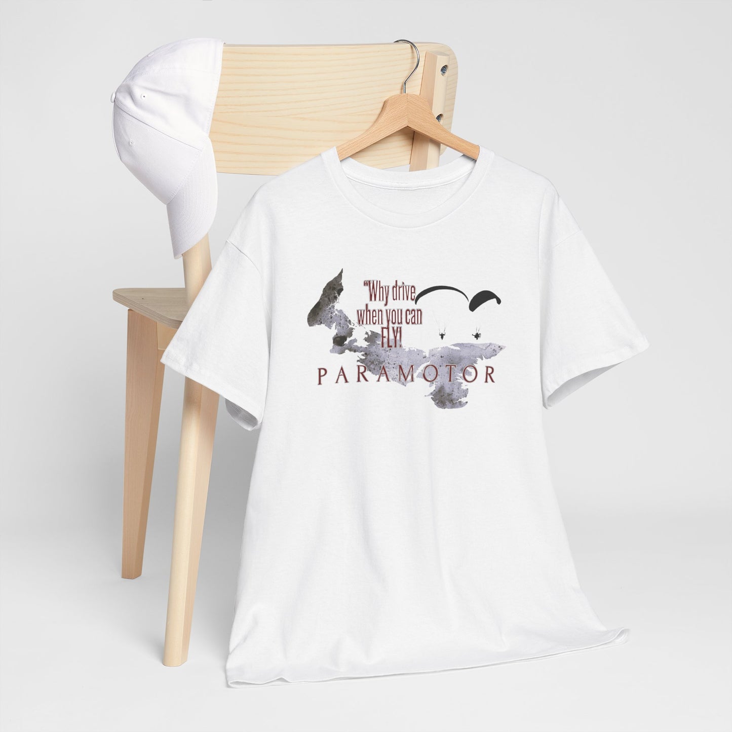 Why Drive When You Can Fly / Paramotor Unisex Heavy Cotton Tee