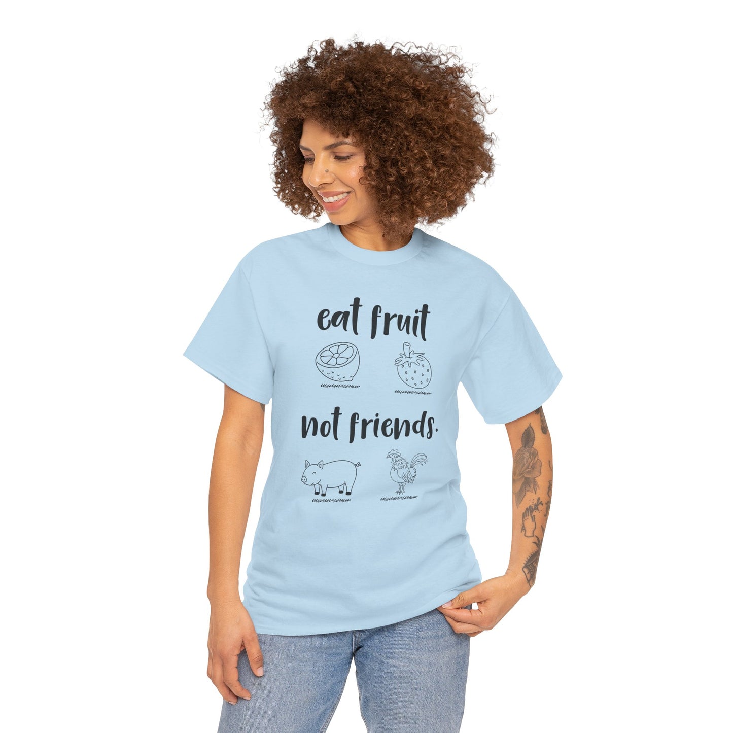 Vegan / Eat fruit not friends Unisex Heavy Cotton Tee