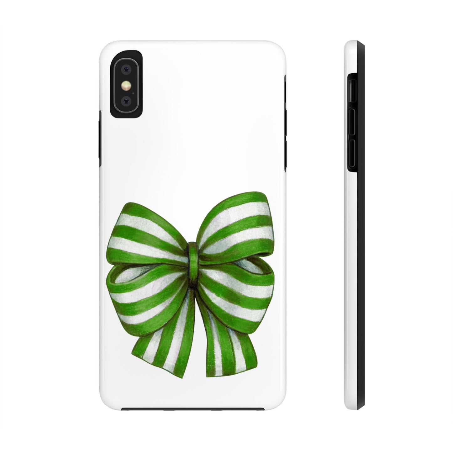 Green striped bow / Tough Phone Cases