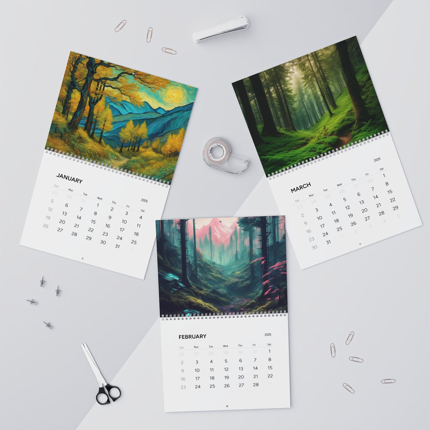 AI Forest Paintings  / Wall Calendars (2025)