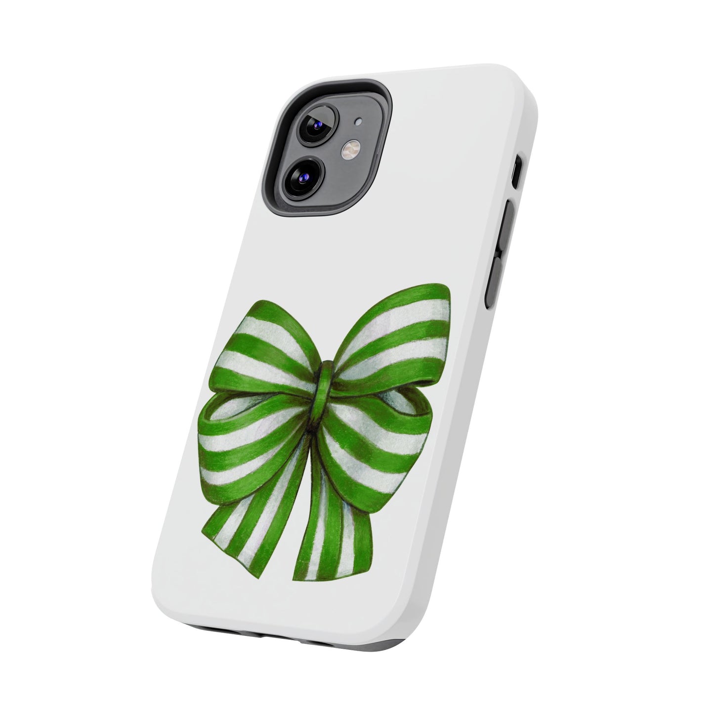 Green striped bow / Tough Phone Cases