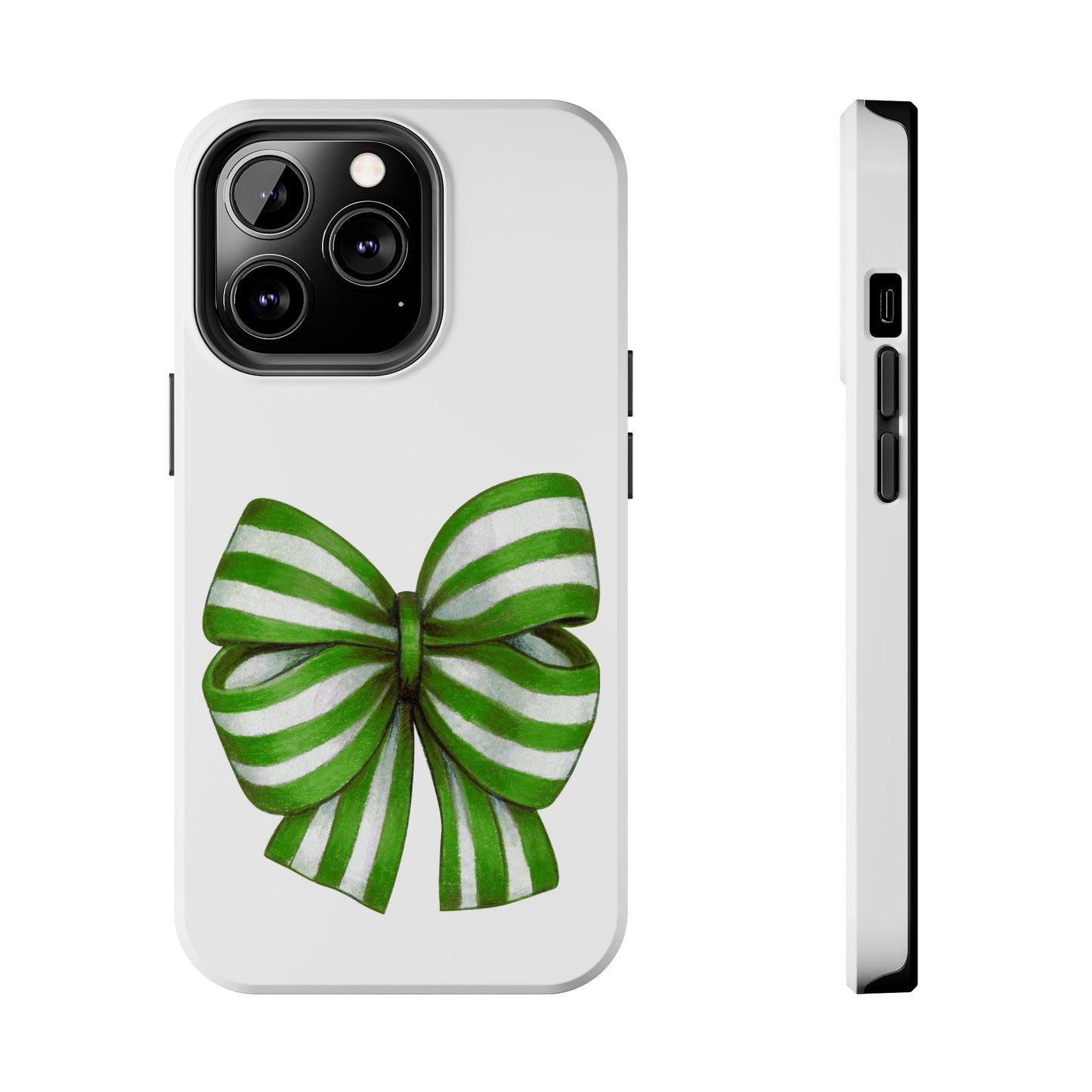 Green striped bow / Tough Phone Cases