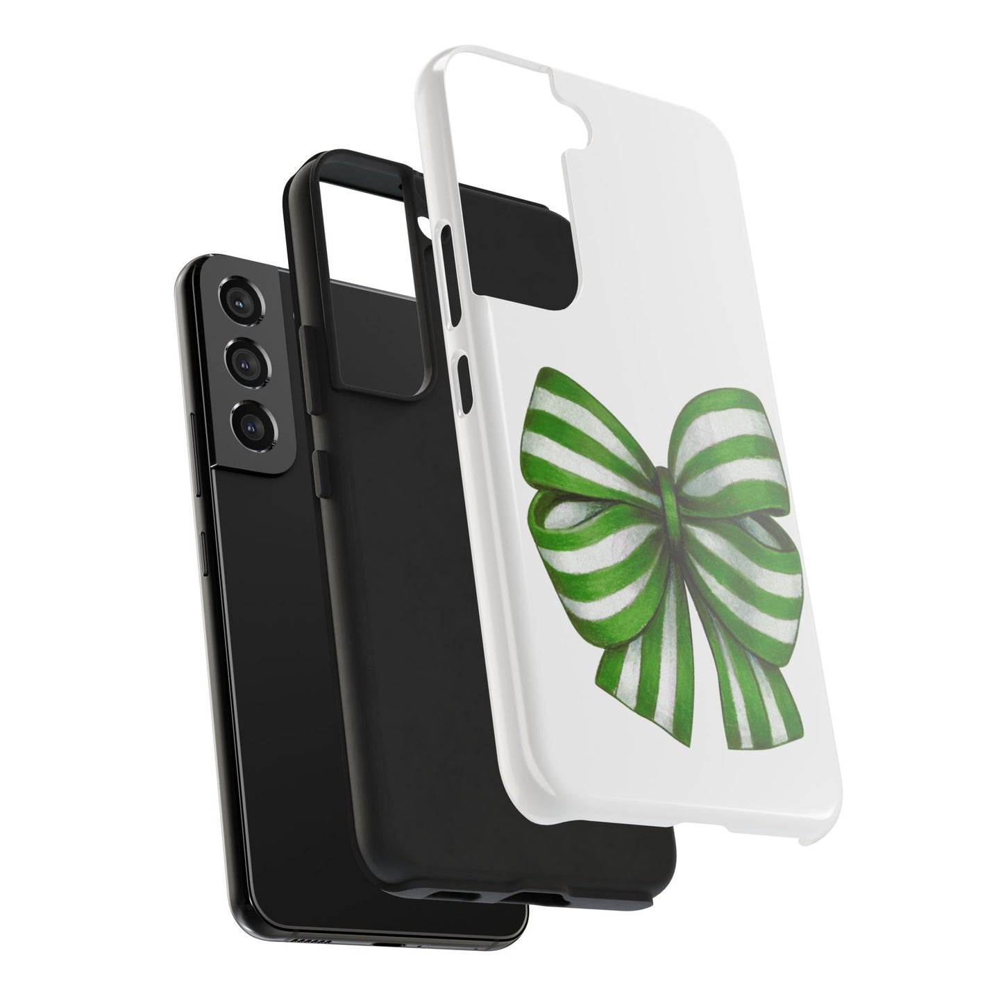 Green striped bow / Tough Phone Cases