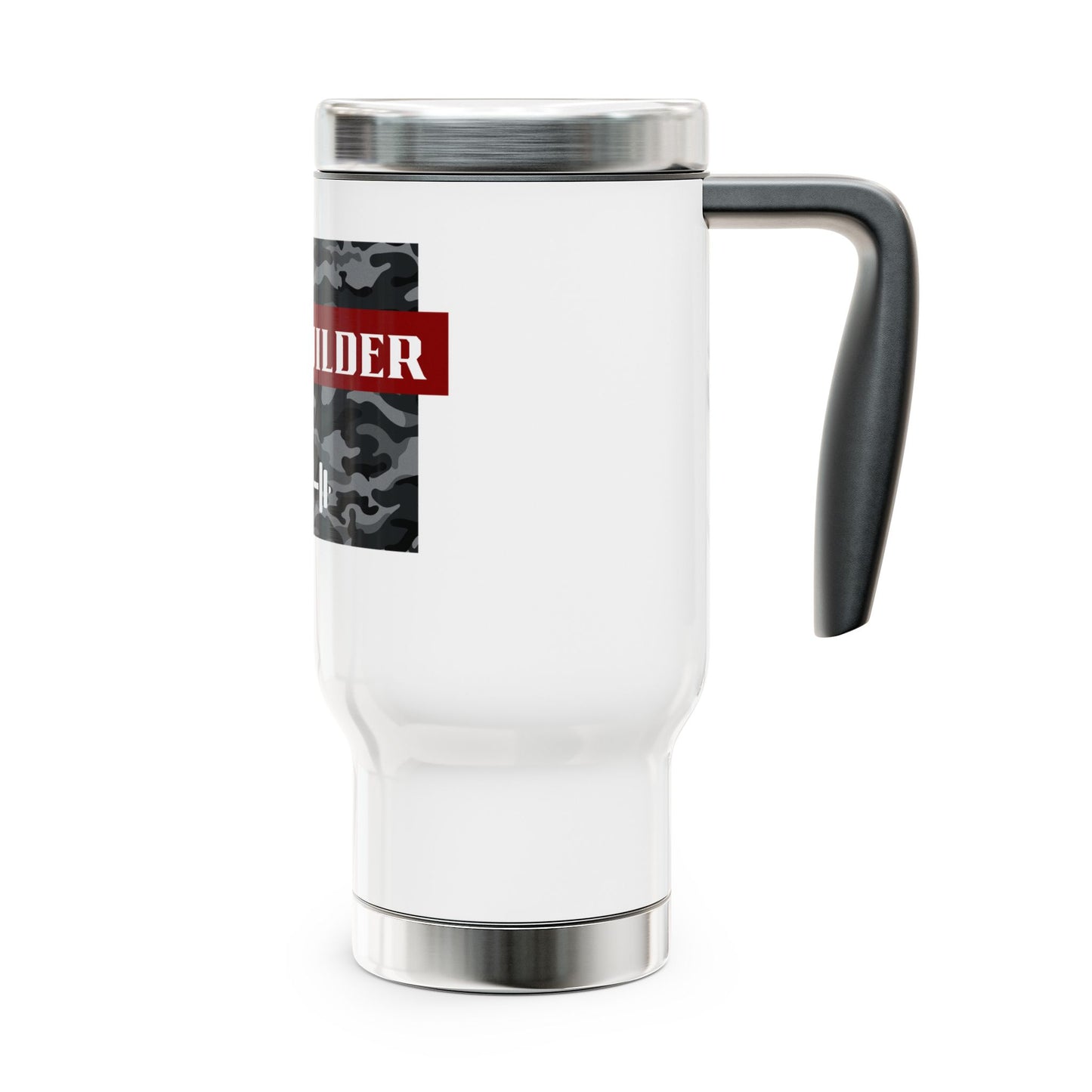 Bodybuilder / Iron Therapy / Stainless Steel Travel Mug with Handle, 14oz
