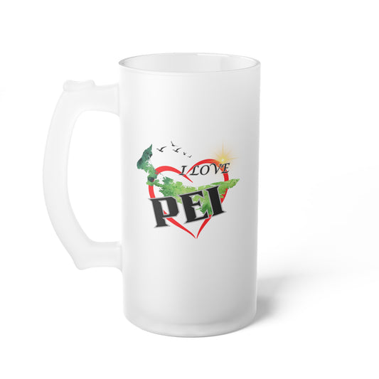 I Love PEI / Frosted Glass Beer Mug 16 oz