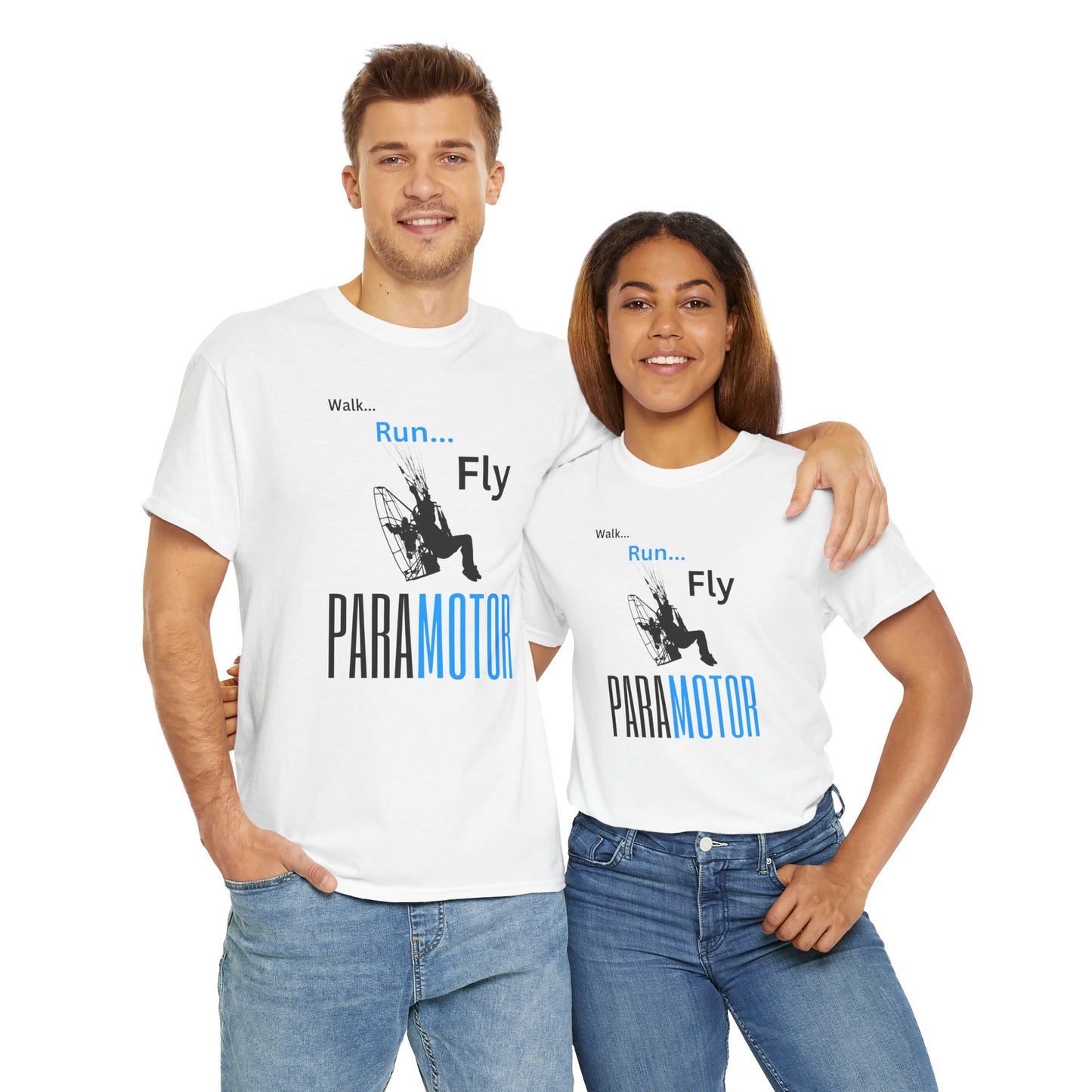 Walk, Run, Fly, Paramotor Unisex Heavy Cotton Tee