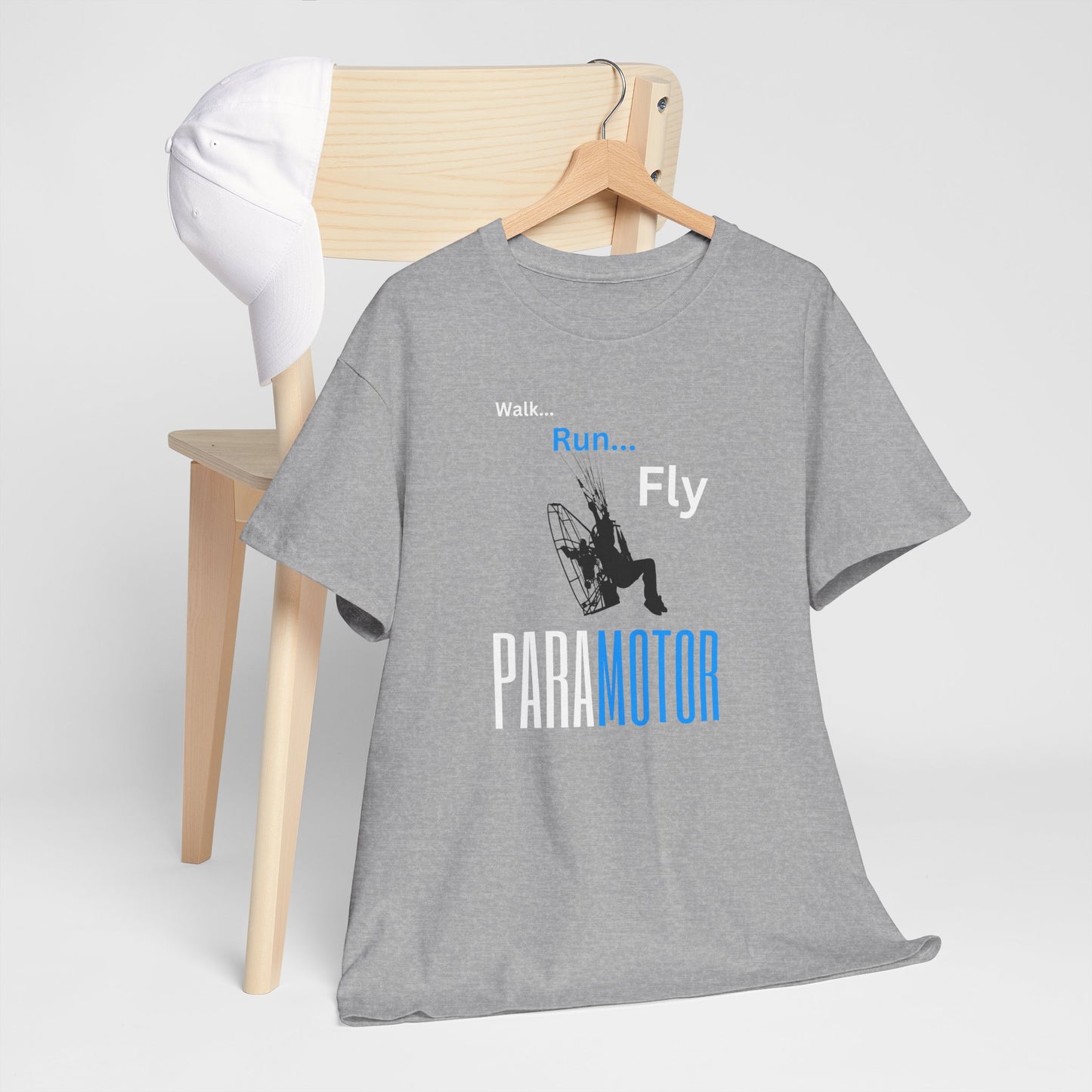 Walk, Run, Fly, Paramotor Unisex Heavy Cotton Tee