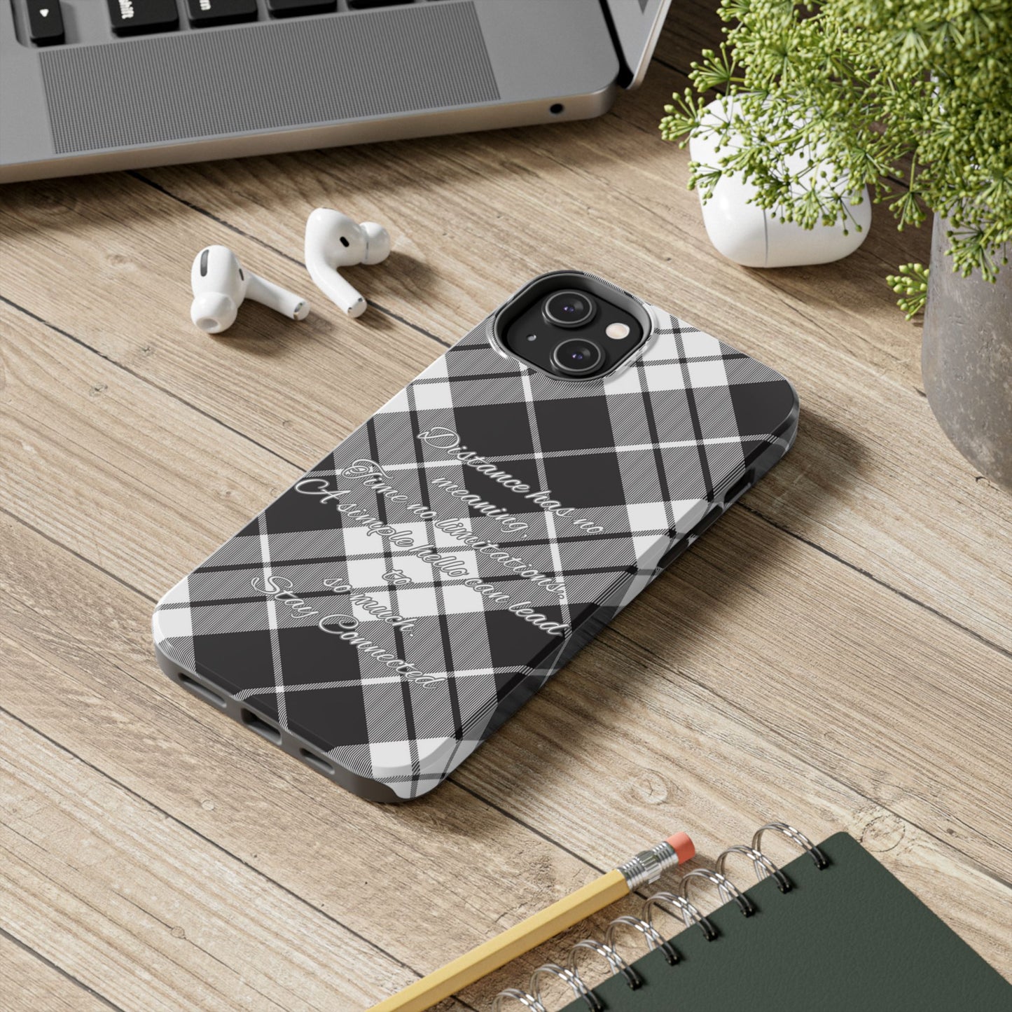 Black checkered plaid / Tough Phone Cases