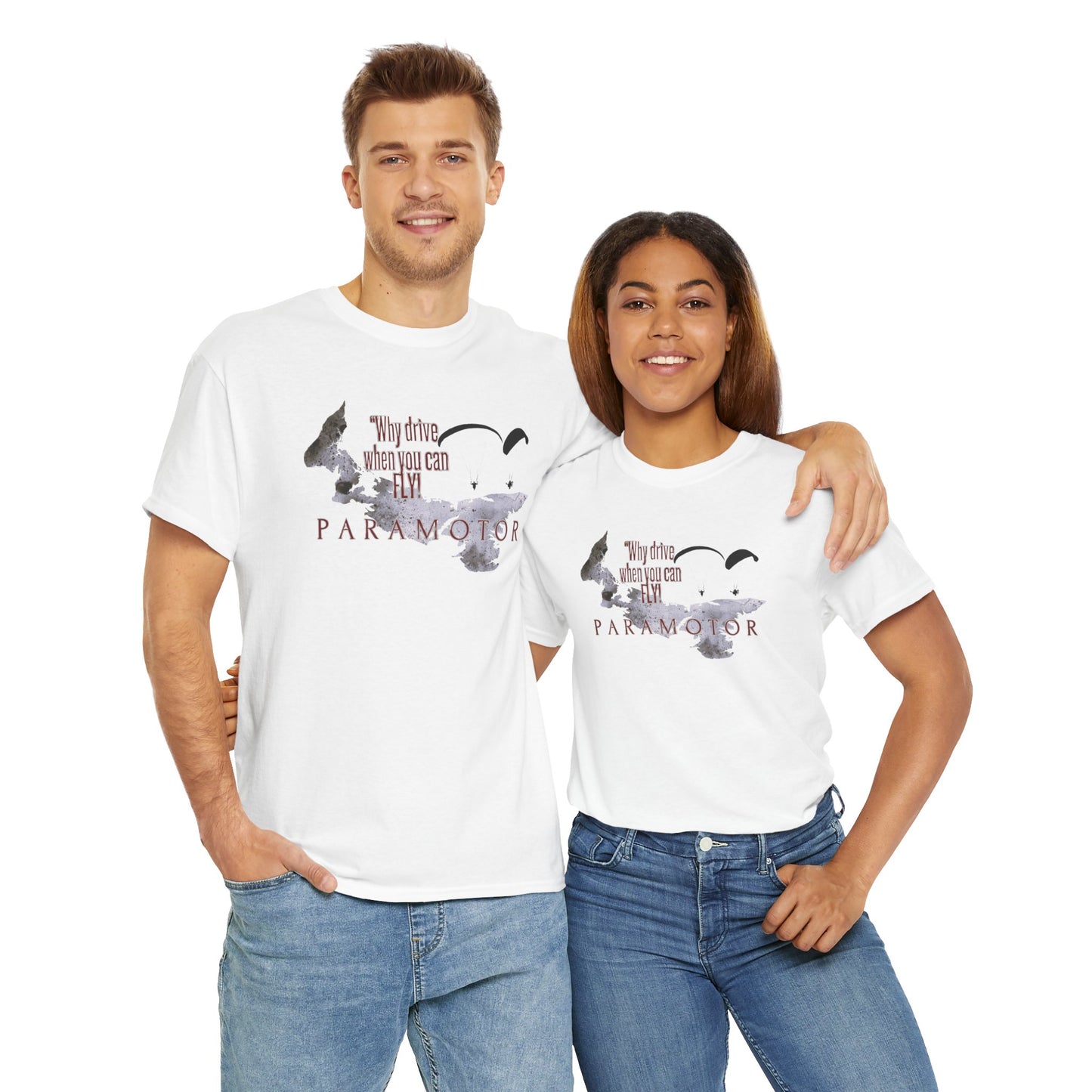 Why Drive When You Can Fly / Paramotor Unisex Heavy Cotton Tee