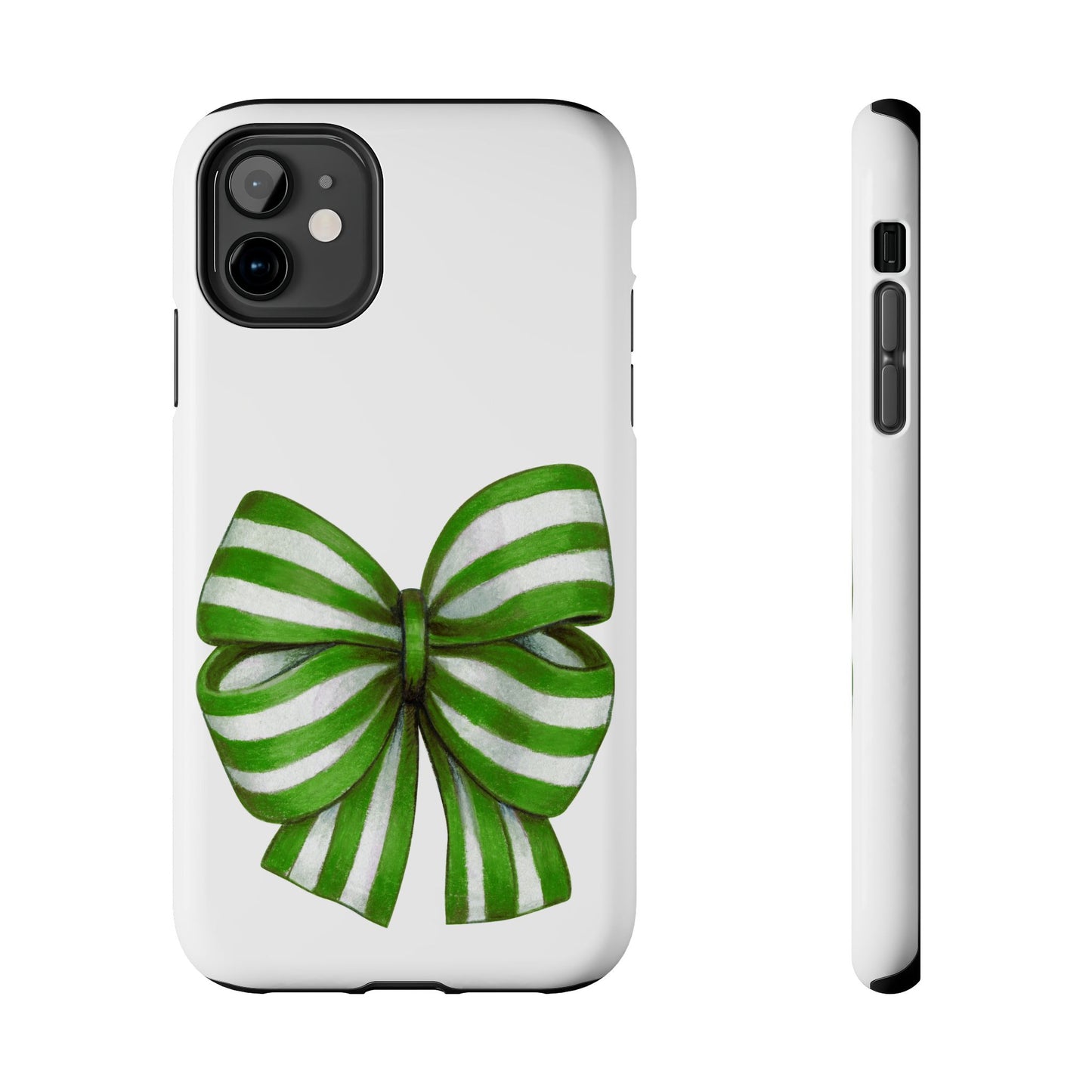 Green striped bow / Tough Phone Cases