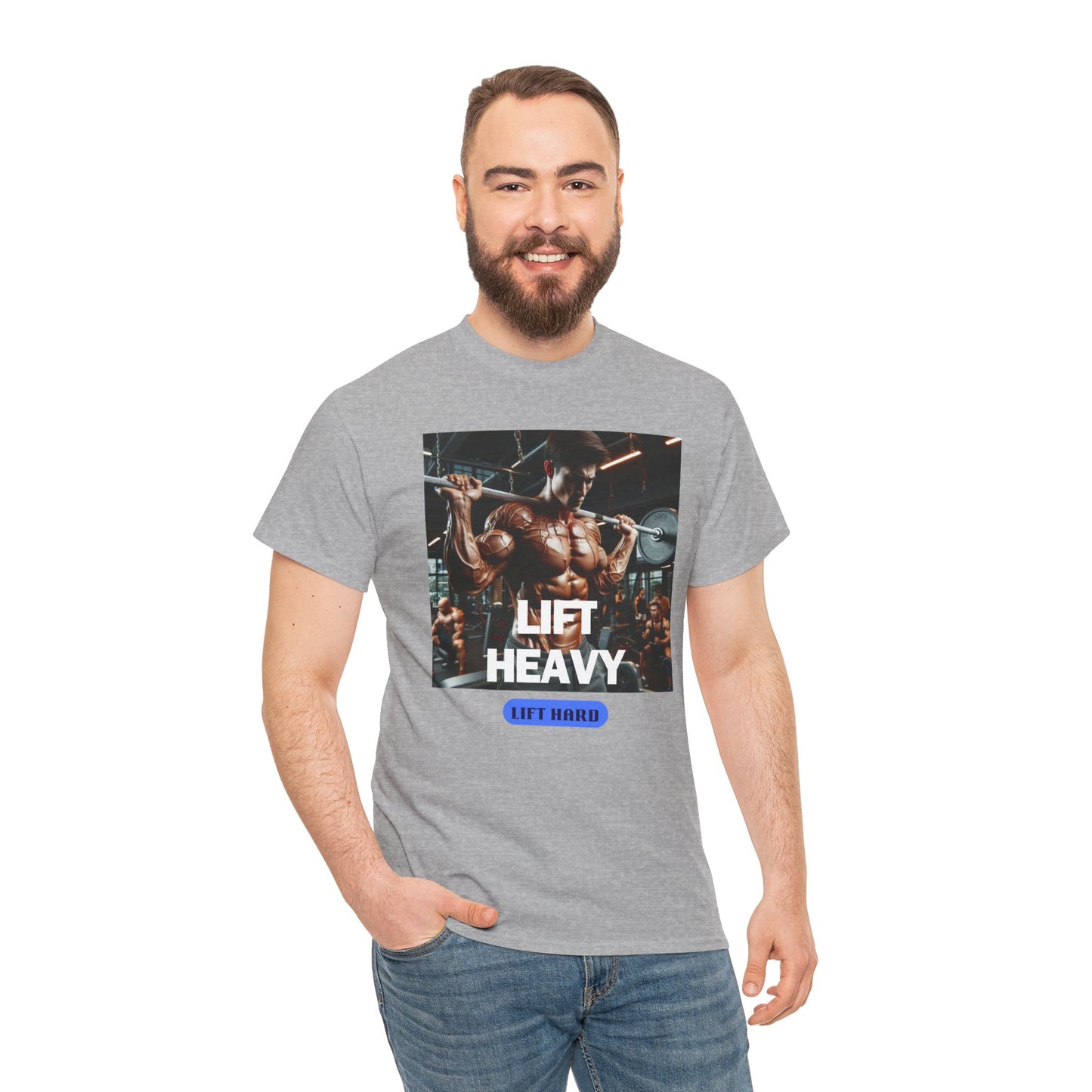 Lift heavy lift hard Unisex Heavy Cotton Tee