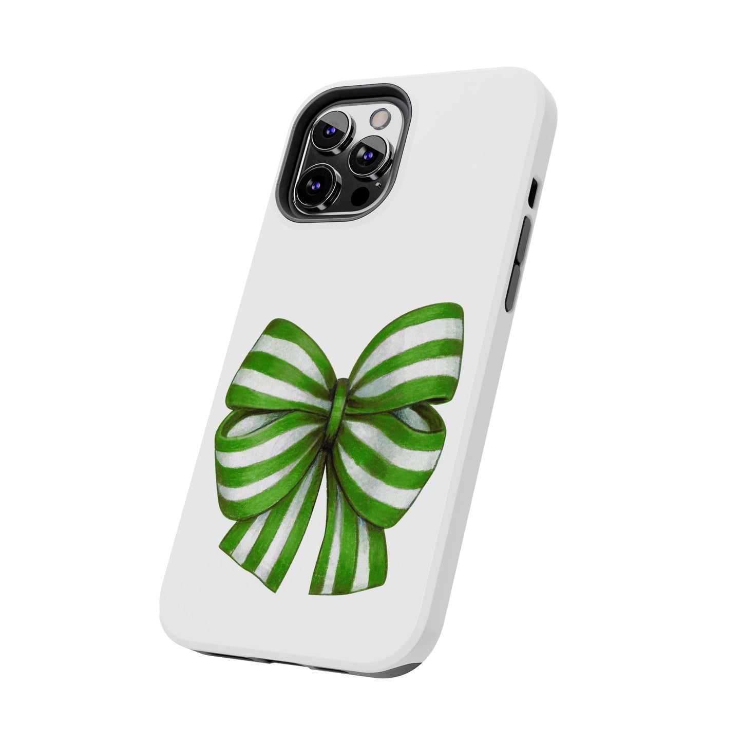 Green striped bow / Tough Phone Cases