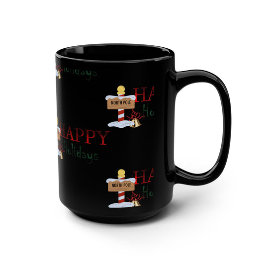 Happy Holidays / Black Mug, 15oz