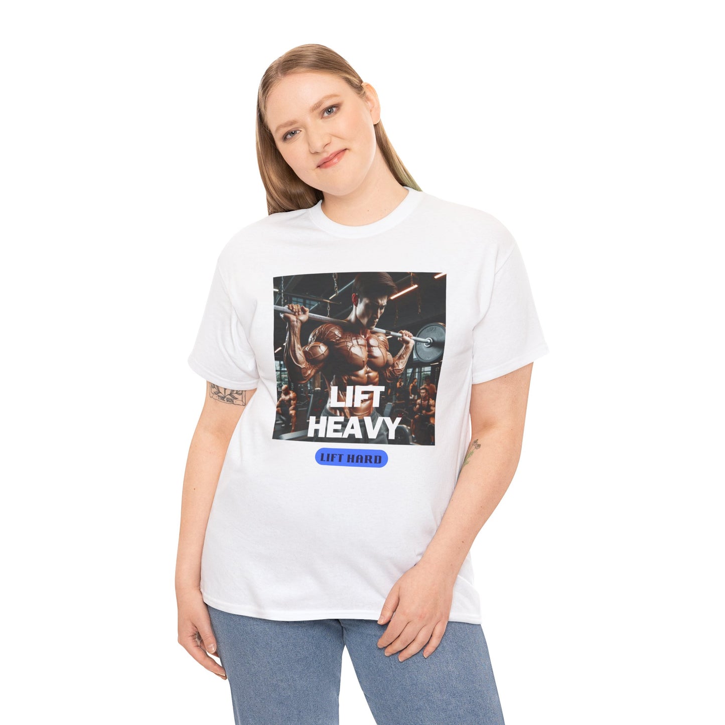 Lift heavy lift hard Unisex Heavy Cotton Tee