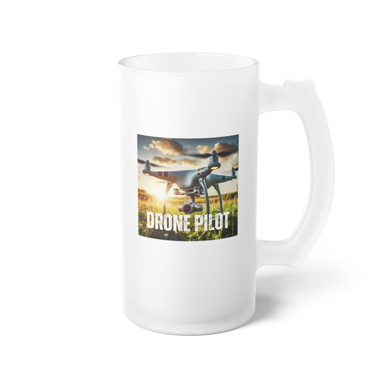 Drone Pilot / Frosted Glass Beer Mug 16 oz