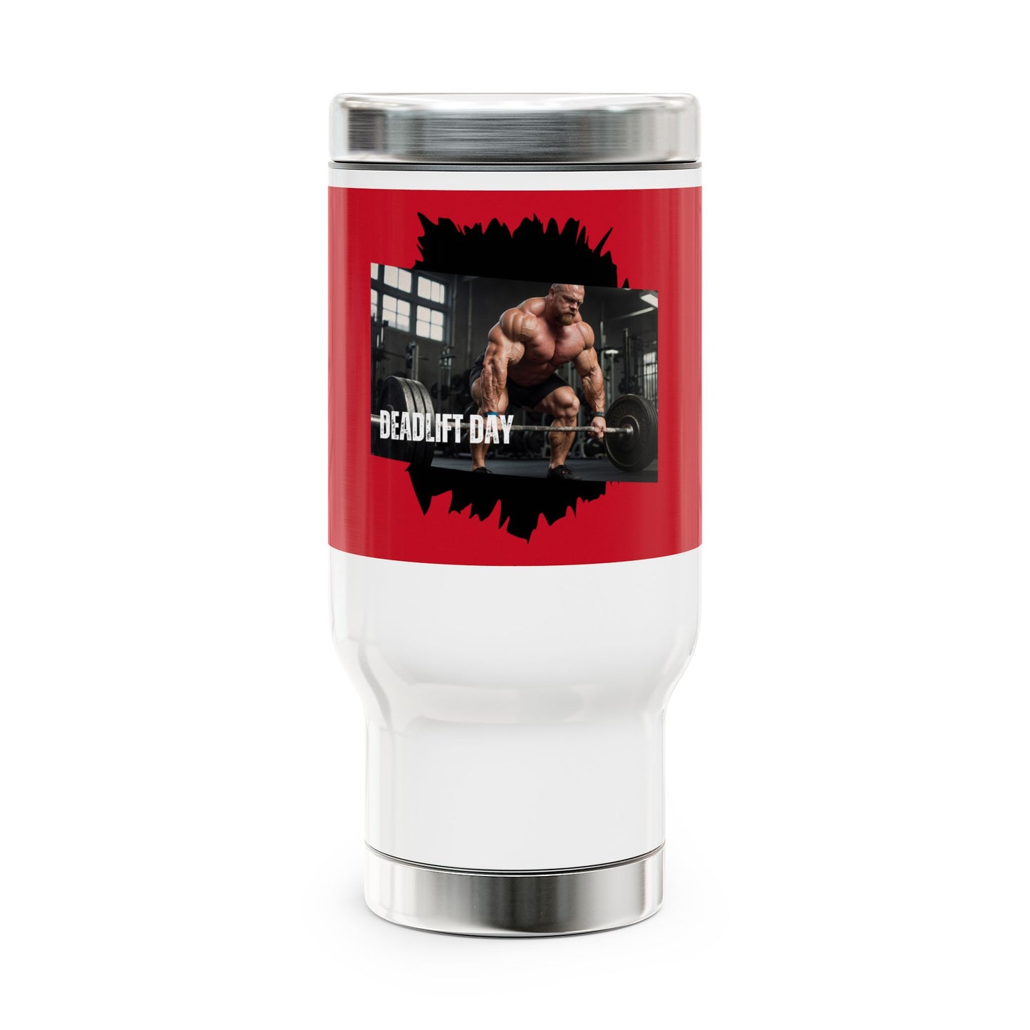 Deadlift Day / Stainless Steel Travel Mug with Handle, 14oz