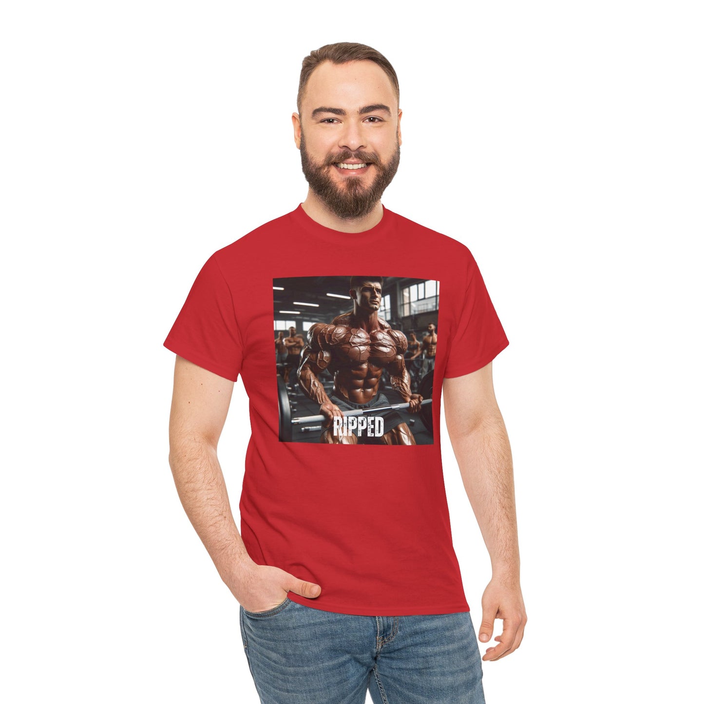"Ripped" bodybuilding design Unisex Heavy Cotton Tee