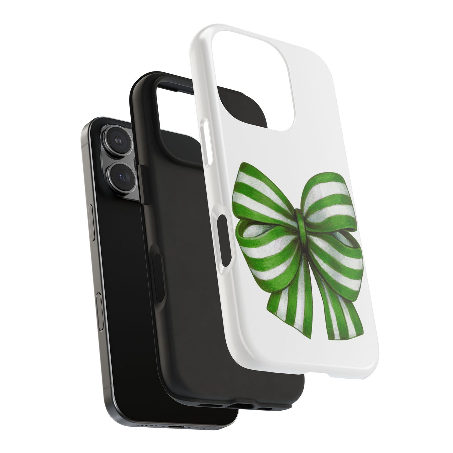 Green striped bow / Tough Phone Cases