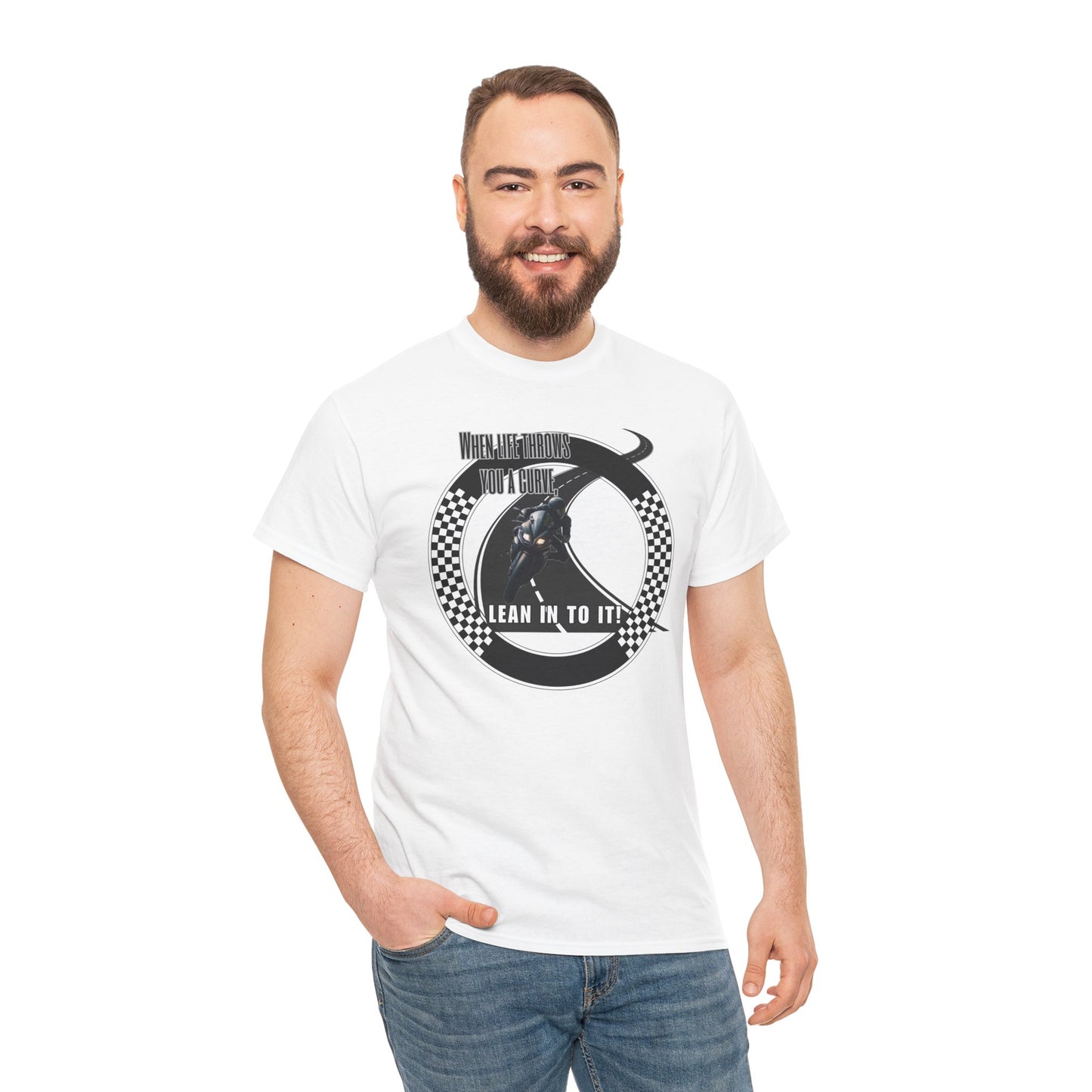 When Life Throws You A Curve, Lean In To It Unisex Heavy Cotton Tee