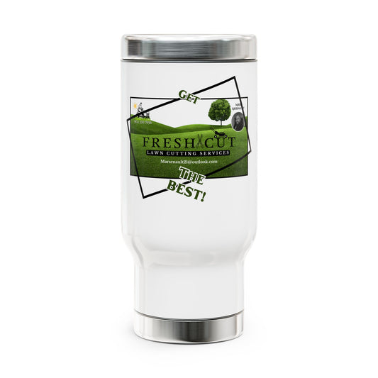 Fresh cut / Stainless Steel Travel Mug with Handle, 14oz