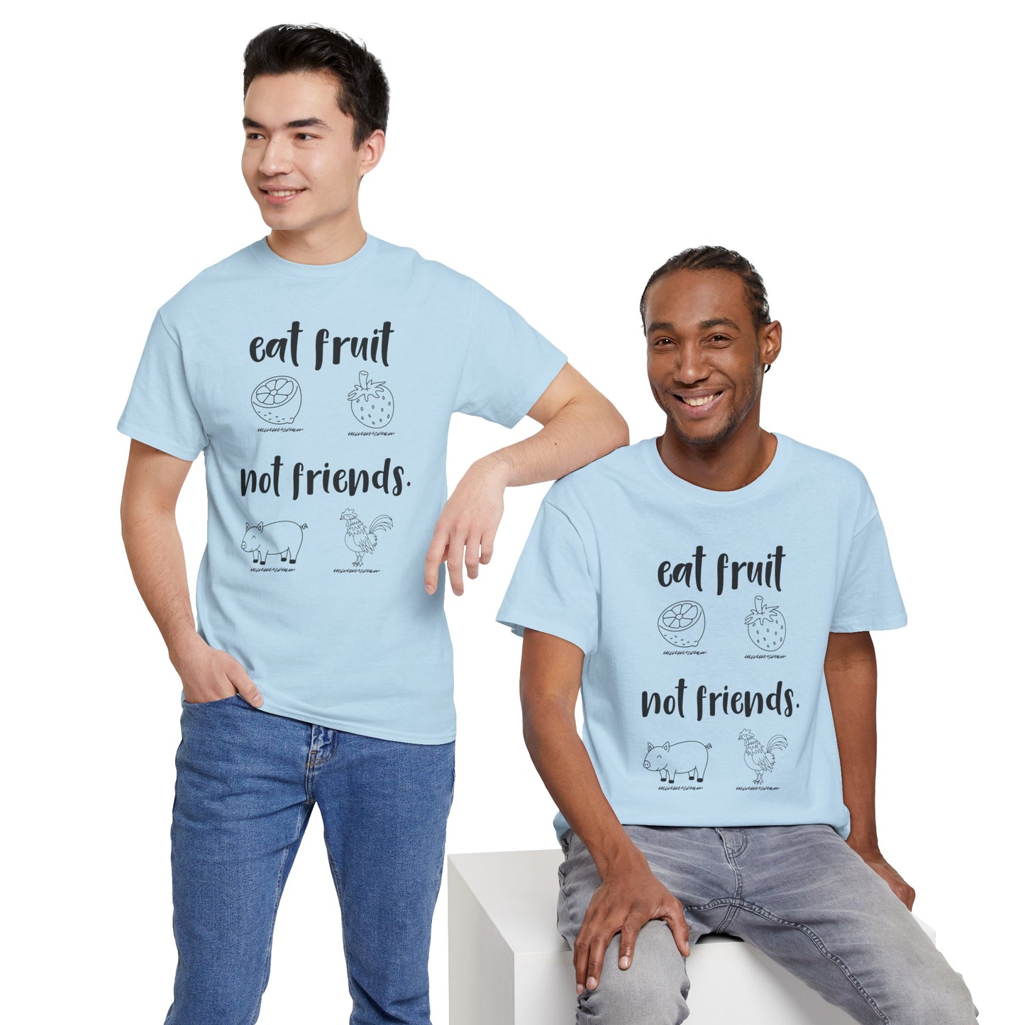 Vegan / Eat fruit not friends Unisex Heavy Cotton Tee