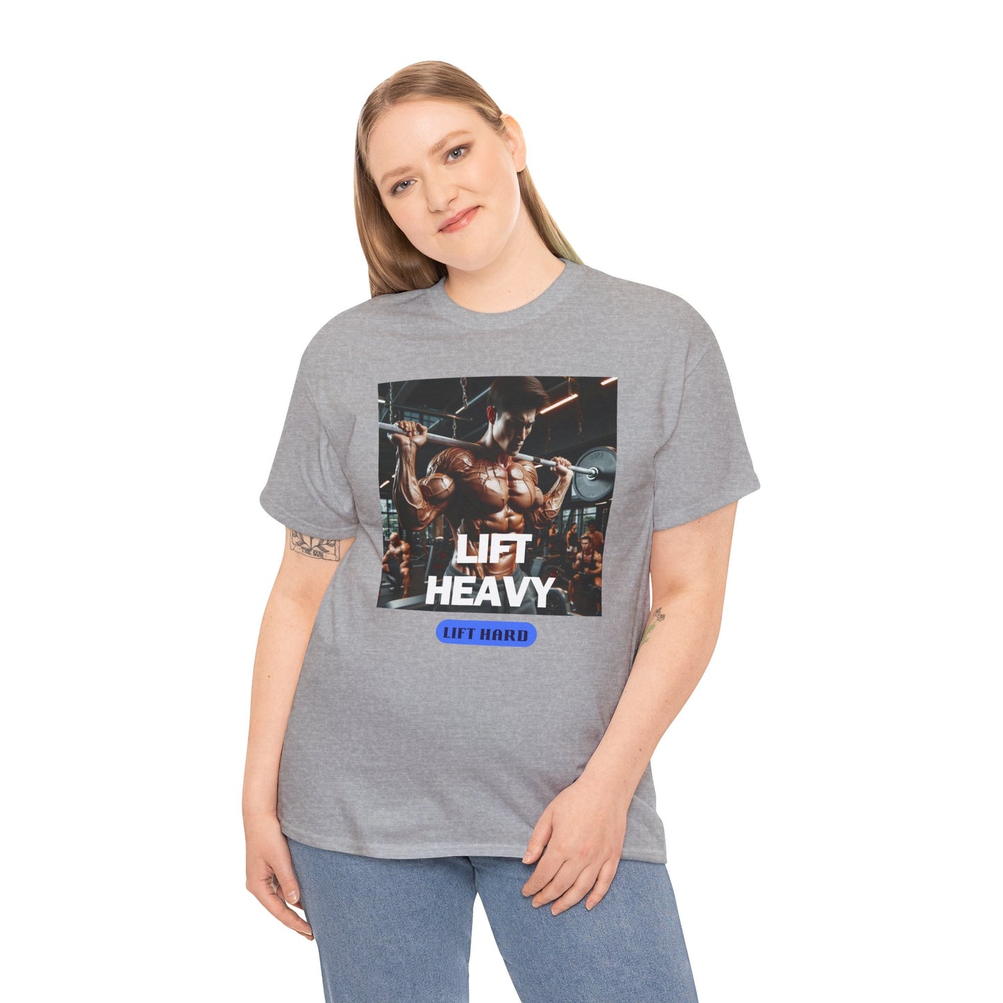 Lift heavy lift hard Unisex Heavy Cotton Tee