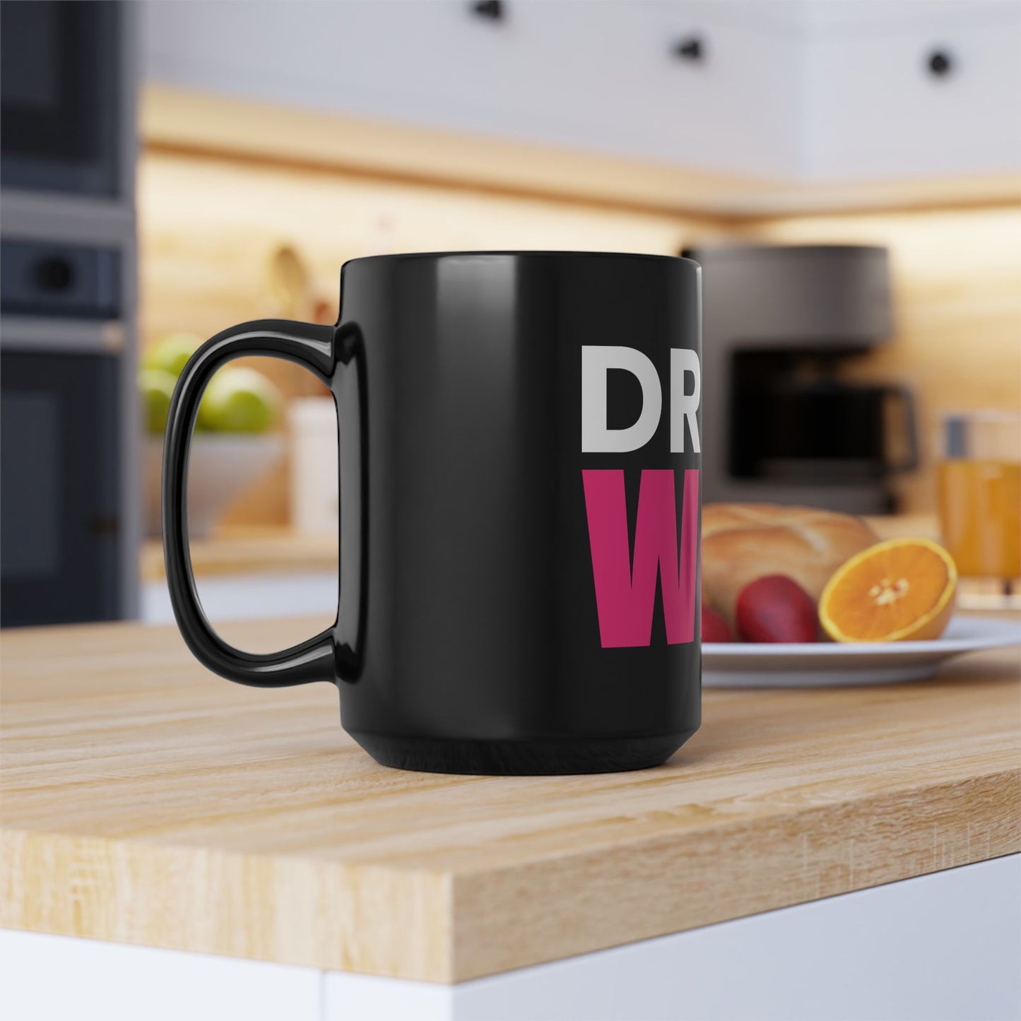 Drink Wine / Black Mug, 15oz