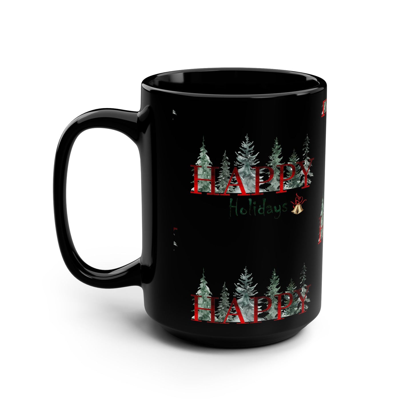 Happy Holidays / Black Mug, 15oz