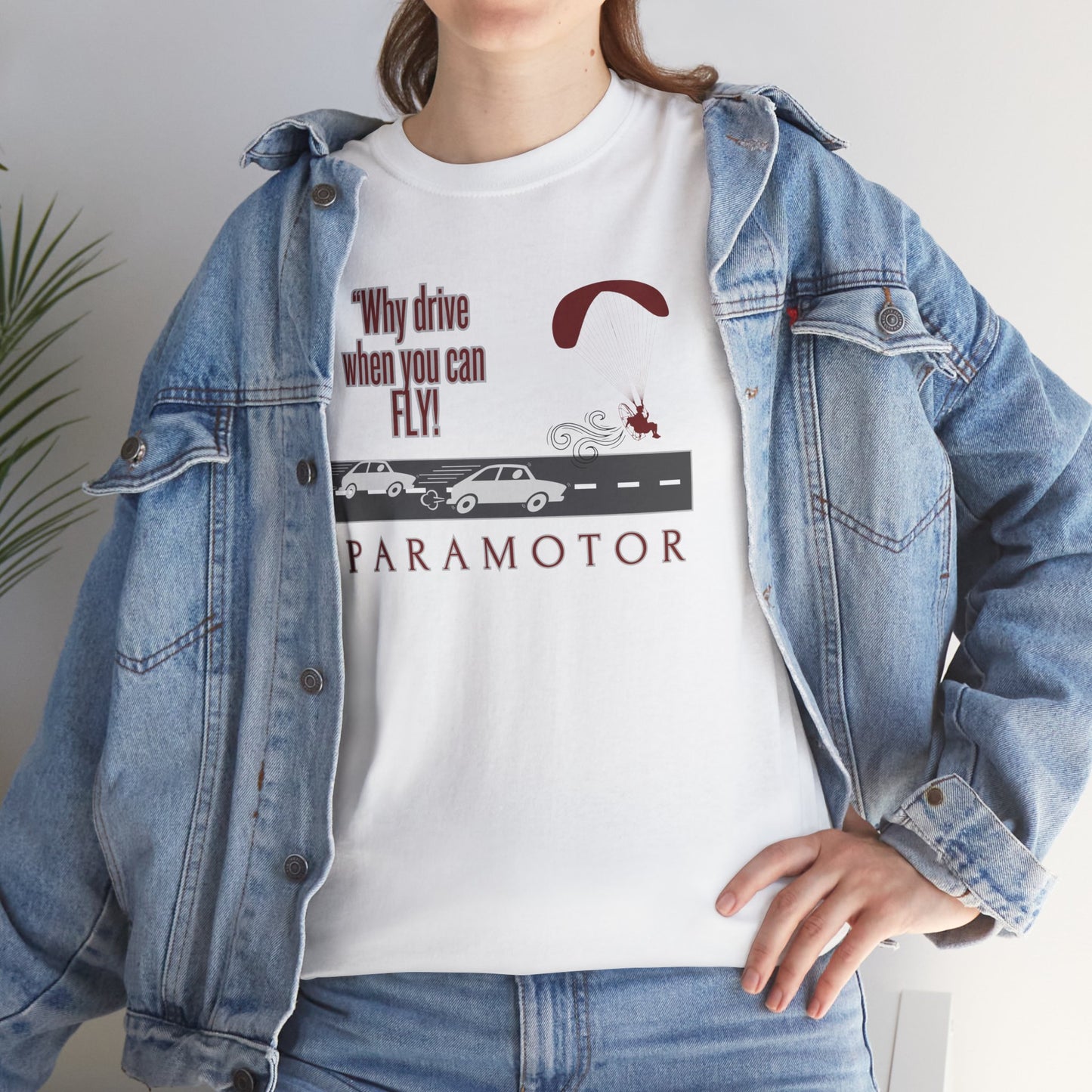 Why drive when you can fly / paramotor Unisex Heavy Cotton Tee