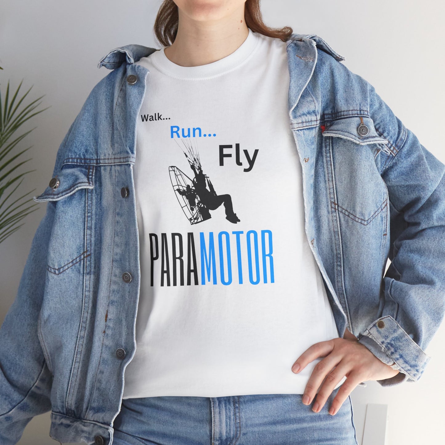 Walk, Run, Fly, Paramotor Unisex Heavy Cotton Tee