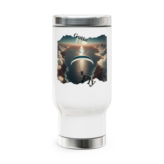 Gotta fly / Paramotor (AI)  / Stainless Steel Travel Mug with Handle, 14oz