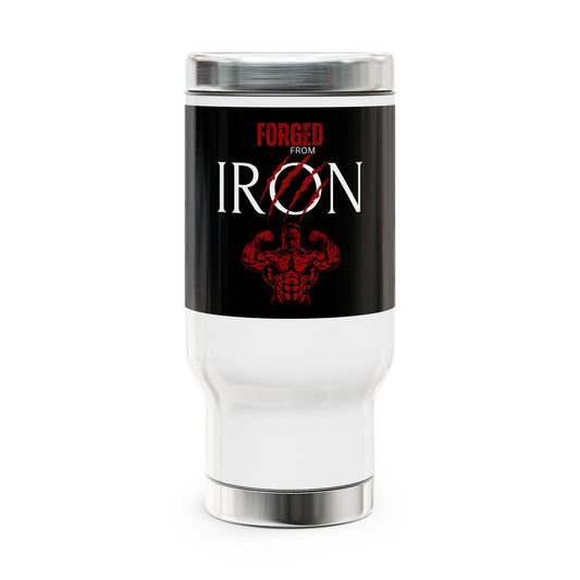 Forged in IRON / Stainless Steel Travel Mug with Handle, 14oz