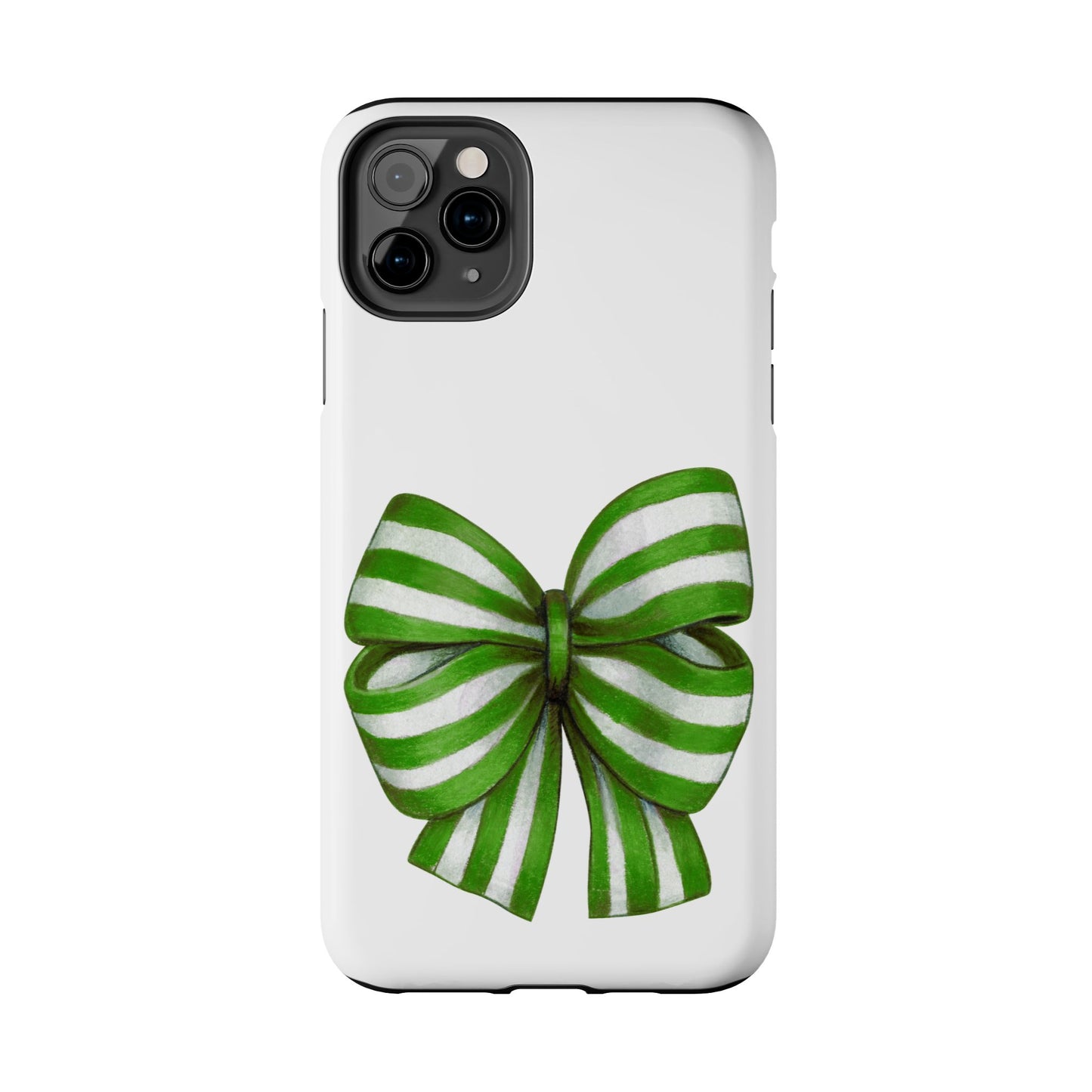 Green striped bow / Tough Phone Cases