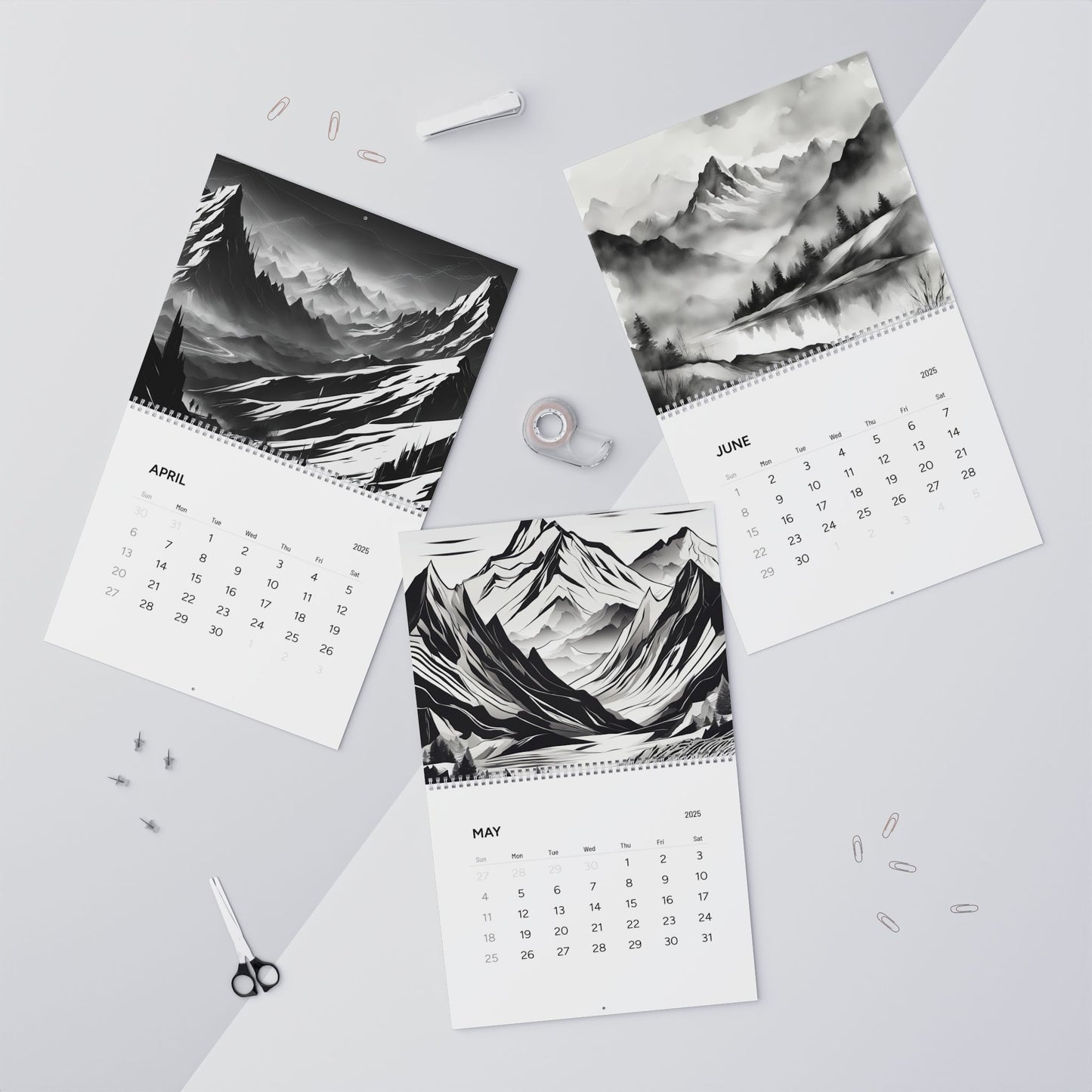 (AI PAINTINGS) Mountains Calendar 2025 / Wall Calendars (2025)