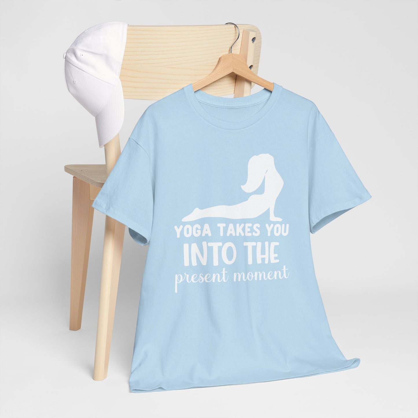 Yoga takes you in to the present moment Unisex Heavy Cotton Tee