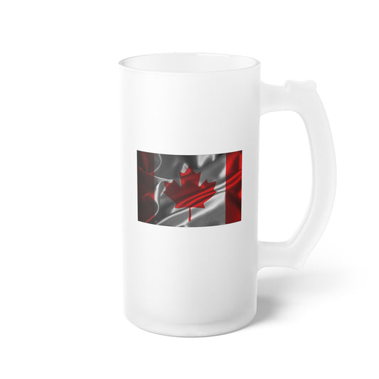 Canada Flag / Frosted Glass Beer Mug 16 oz