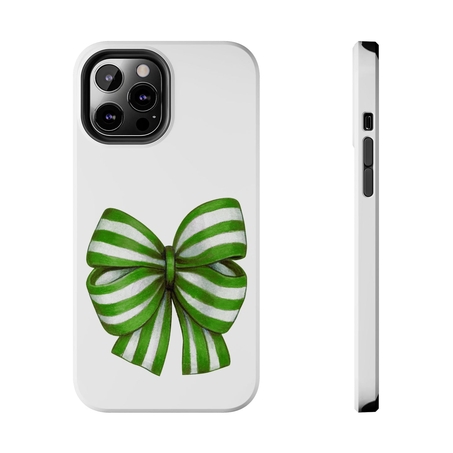 Green striped bow / Tough Phone Cases